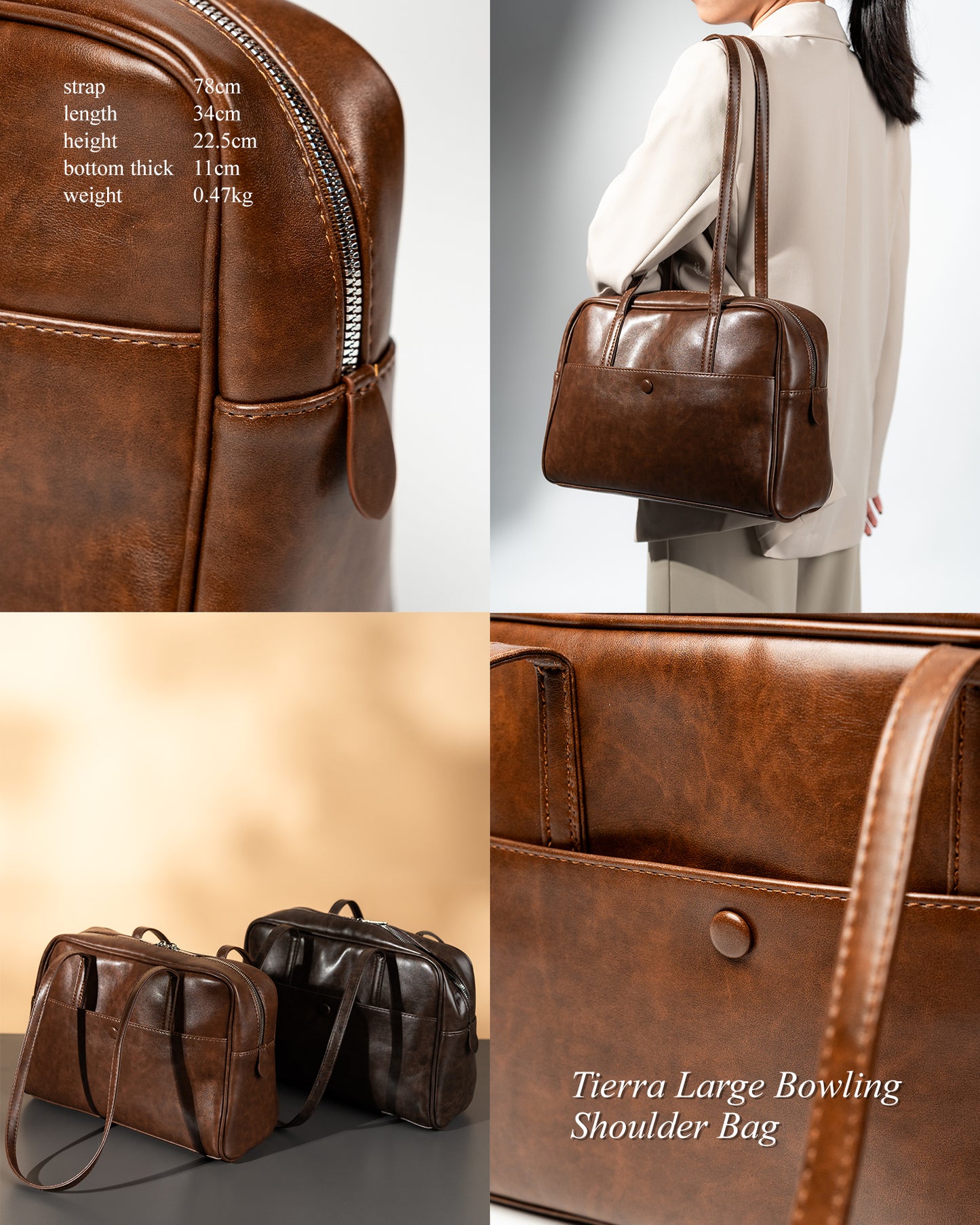 Tierra Large Bowling Shoulder Baguette Bag