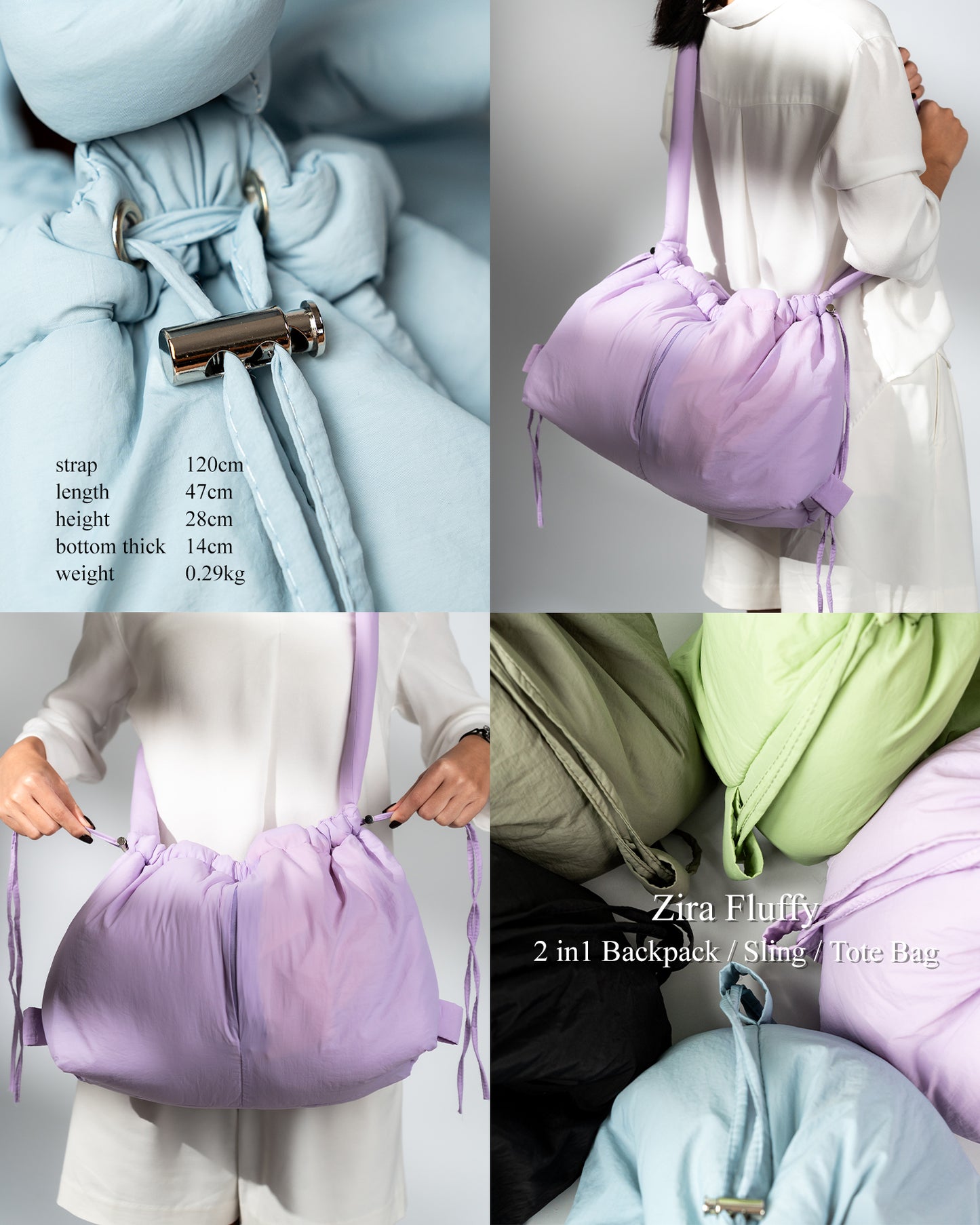 Zira Fluffy 2in1 Backpack / Sling / Tote Bag